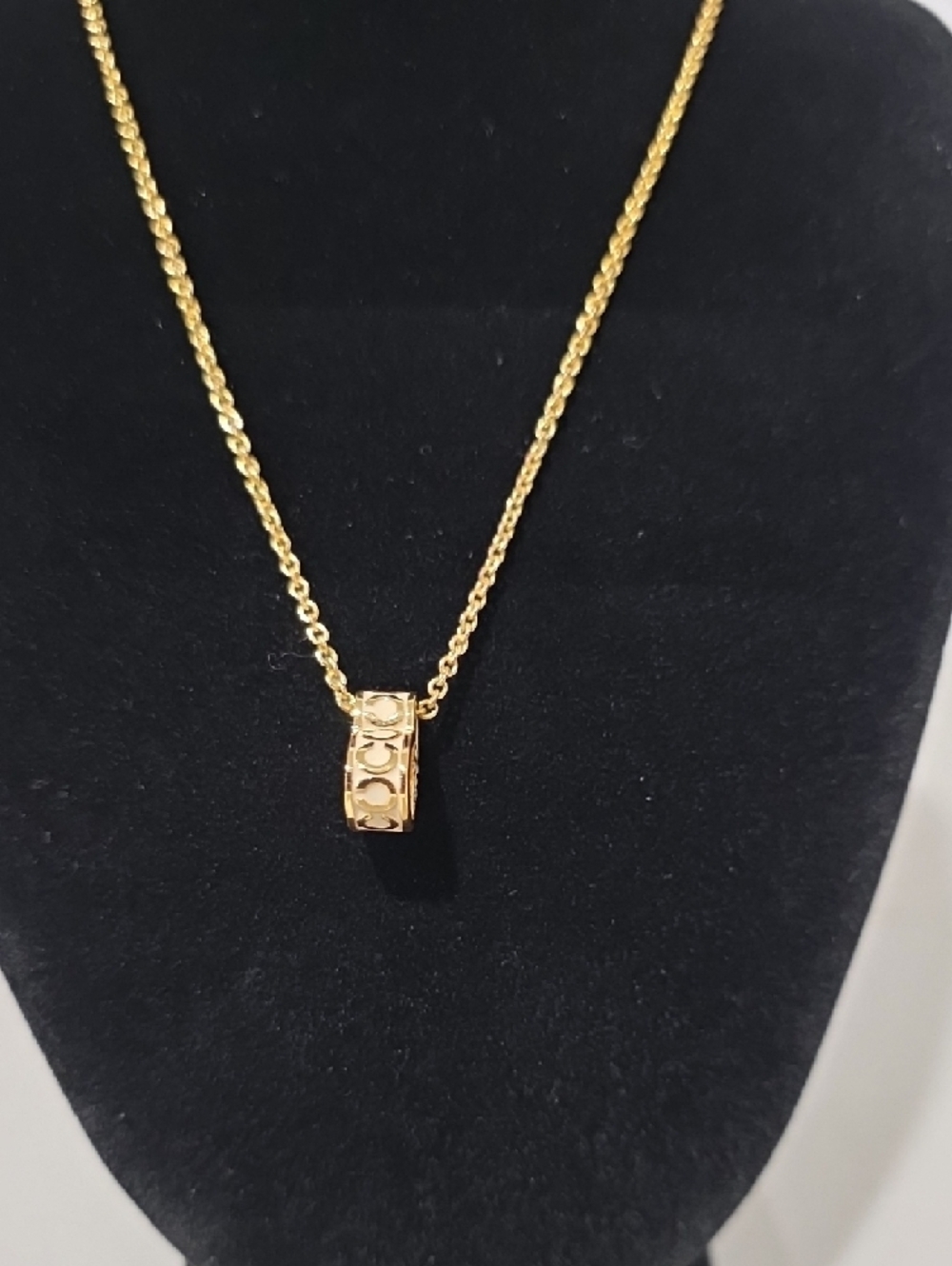 Coach Gold Heart White Necklace with Crystal Heart Shaped Accent - Picture 3 of 7
